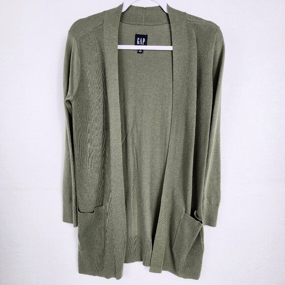 GAP Sweaters - GAP Womens Lightweight Open Front Cardigan with Pockets Size S Green